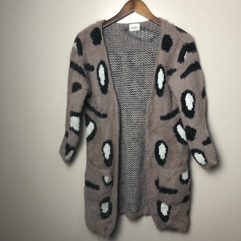 BiBi Leopard Open Front Cardigan Size Small